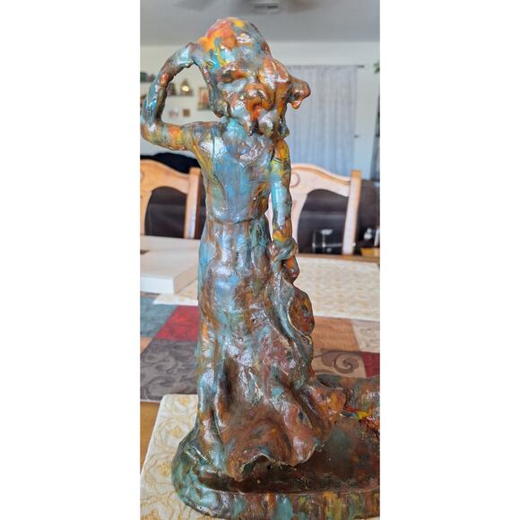 Stunning R.C. Spurlock Sculpture- Signed-2005- One Of A Kind! Woman w/ Feline - Picture 10 of 10